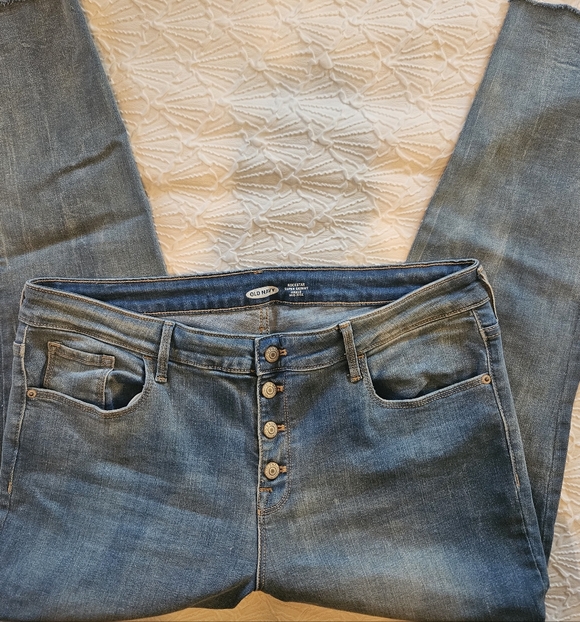 Old Navy Rockstar Super Skinny Mid Rise Women's Jeans - Blue Denim - Picture 2 of 11